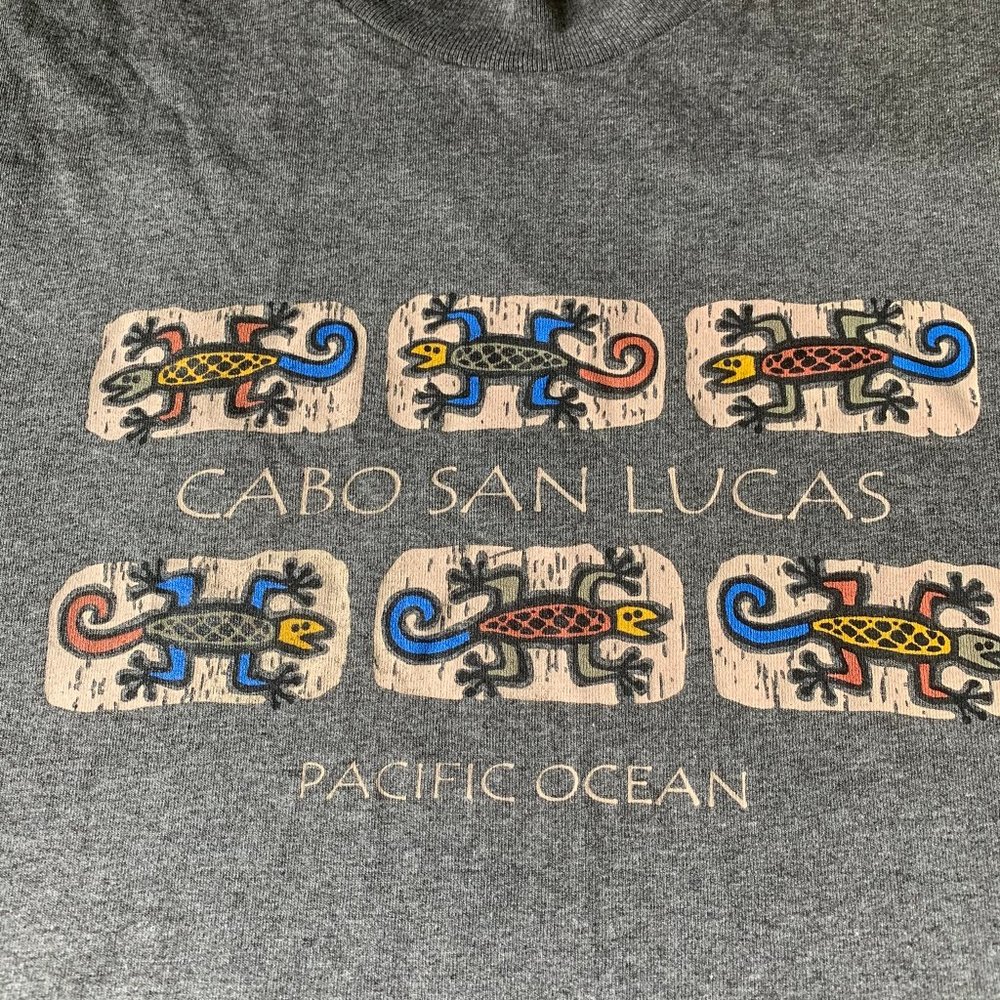 Vintage Cabo San Lucas Rainbow Gecko Graphic Tee Tourist Lizard - Picture 8 of 12